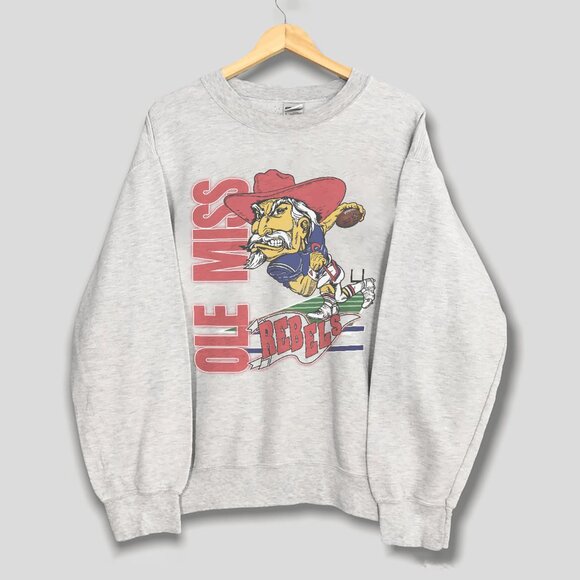 Vintage NCAA Ole Miss Rebels Football Sweatshirt, University of Mississippi Tee - Picture 1 of 2